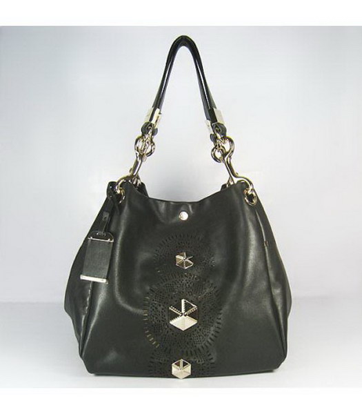 Lola medio Slouchy Tote_Black Lamskin